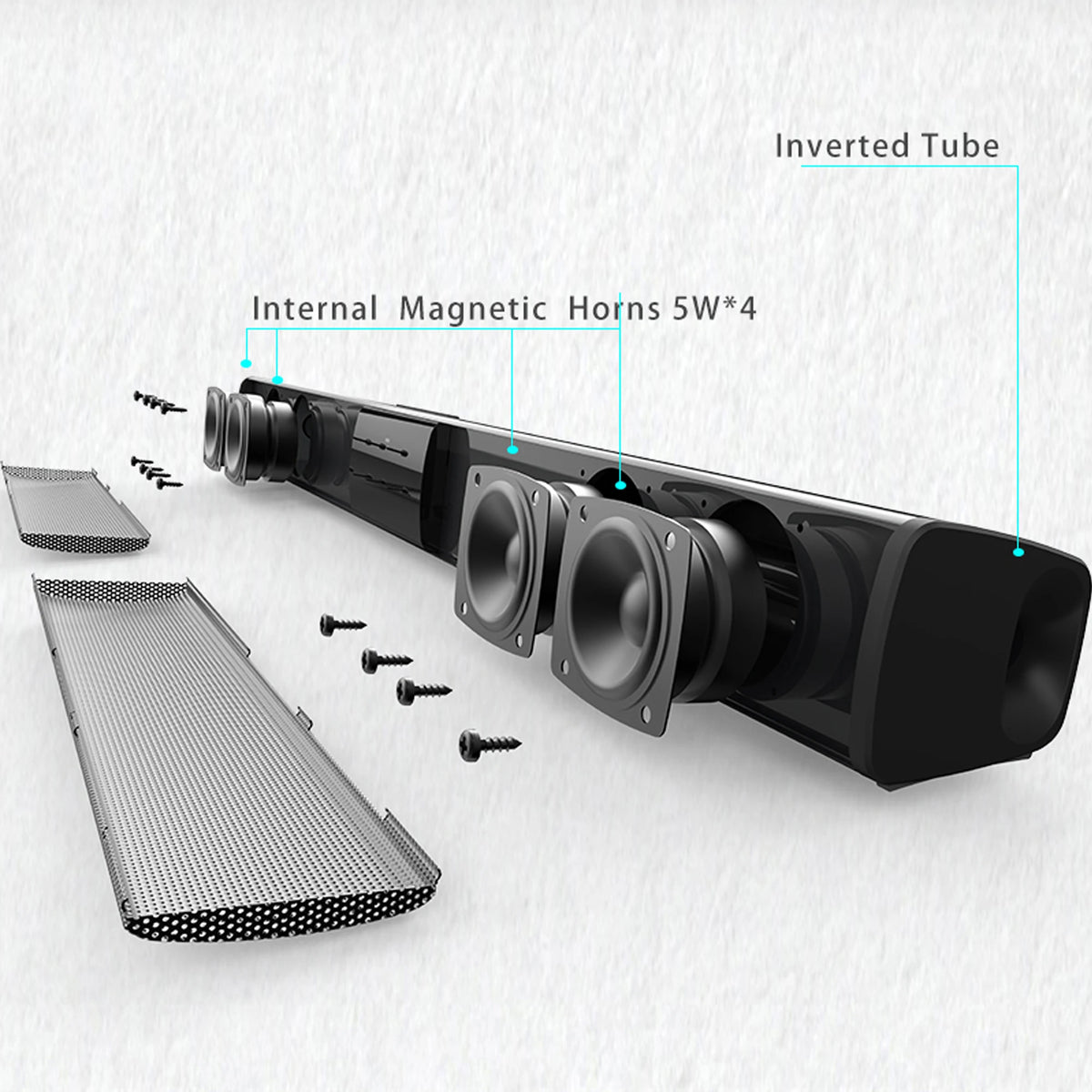 Soundbar Speakers, Bluetooth 5.3, Stereo Soundbar Surround Sound Home Cinema with Remote Control, Support RCA AUX Tf-Card