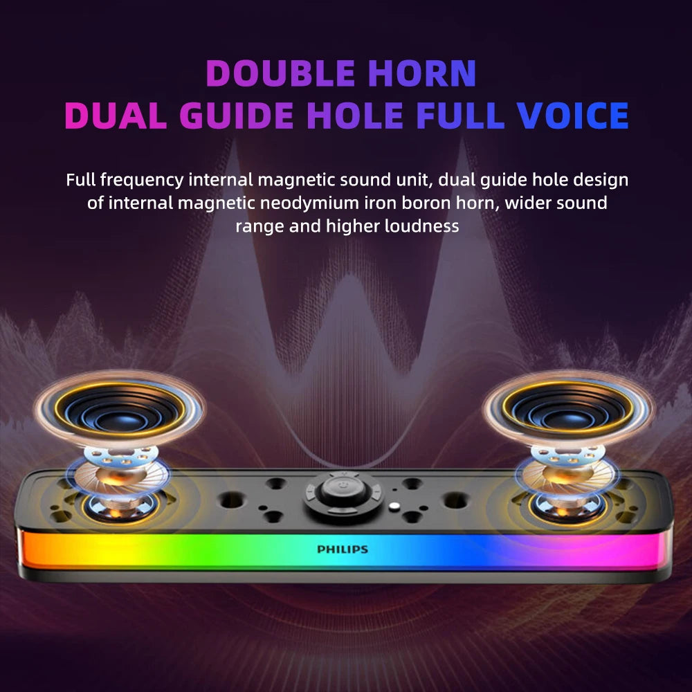 SPA6109 Gaming Desktop Soundbar Full Screen RGB Noise Reduction Speaker with Mic Wired BT 5.3 Computer Sound System