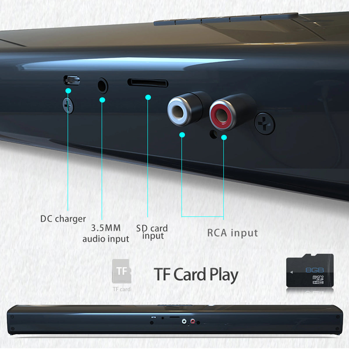 Soundbar Speakers, Bluetooth 5.3, Stereo Soundbar Surround Sound Home Cinema with Remote Control, Support RCA AUX Tf-Card