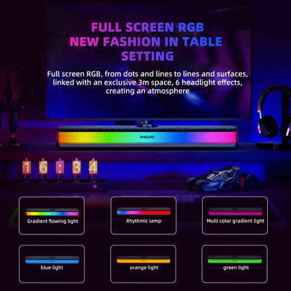 SPA6109 Gaming Desktop Soundbar Full Screen RGB Noise Reduction Speaker with Mic Wired BT 5.3 Computer Sound System