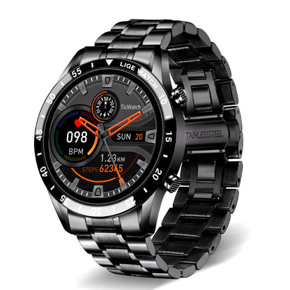 Luxury Full Circle Touch Screen Men Smart Watch Bluetooth Call Steel Band Waterproof Sports Fitness Watch for Android IOS