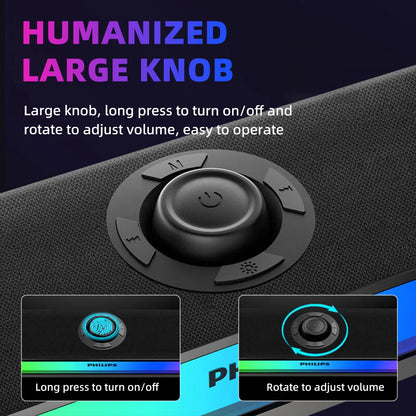 SPA6109 Gaming Desktop Soundbar Full Screen RGB Noise Reduction Speaker with Mic Wired BT 5.3 Computer Sound System