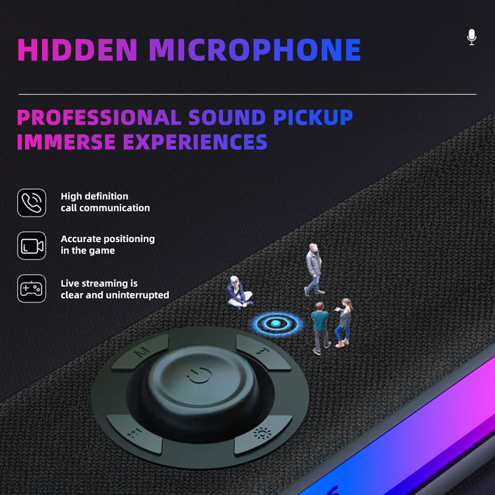 SPA6109 Gaming Desktop Soundbar Full Screen RGB Noise Reduction Speaker with Mic Wired BT 5.3 Computer Sound System